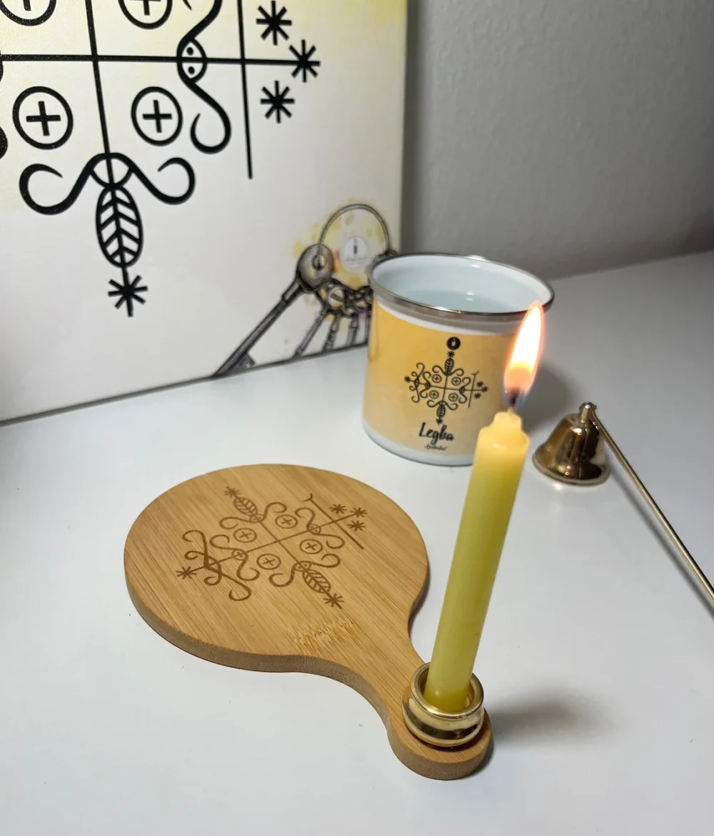 Altar Vèvè candle and incense holder