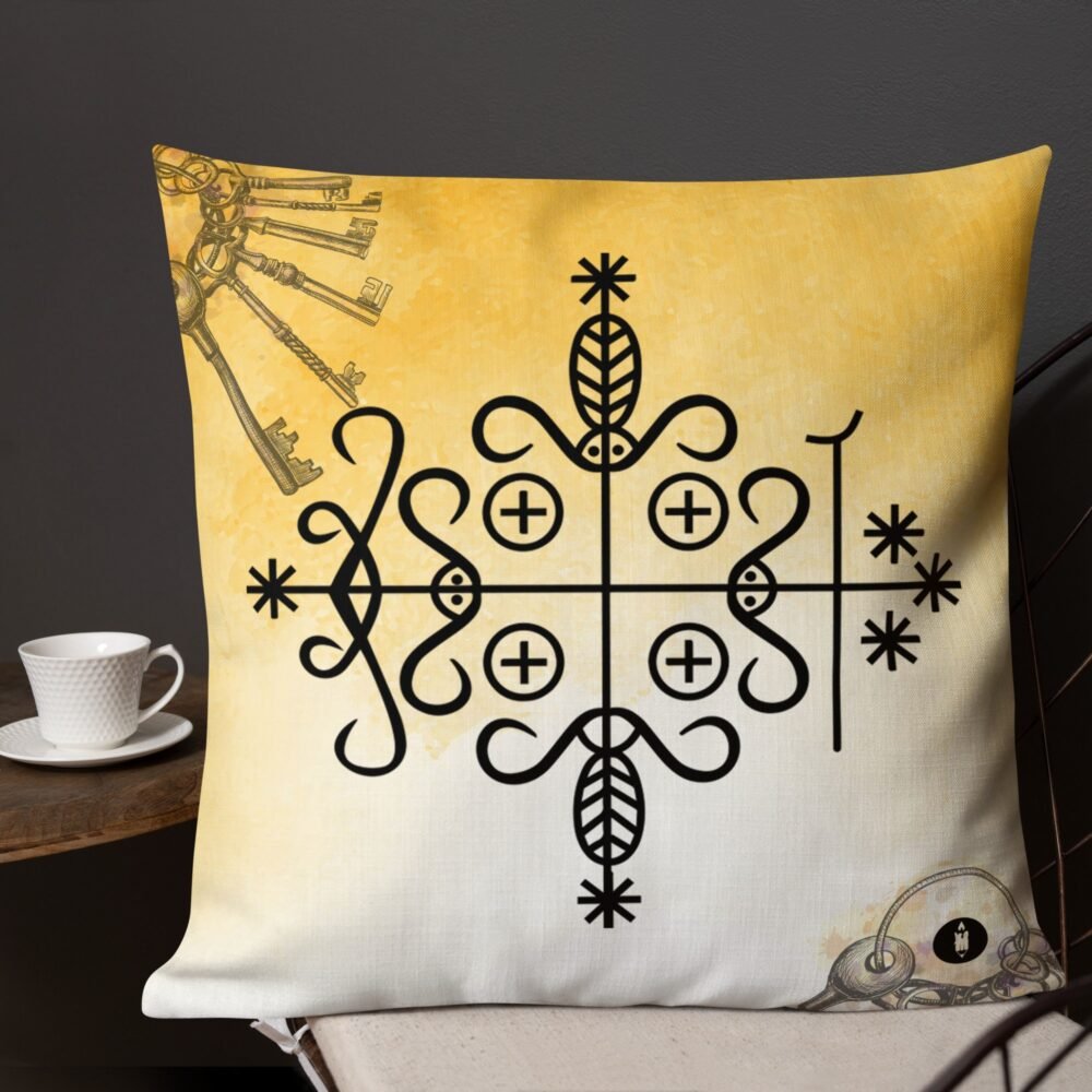 Papa Legba Haitian vodou vèvè Premium Pillow - Image 6
